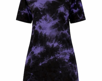 Purple Tie Dye T Shirt Dress, Oversized Tie Dye Dress, Casual Mini Dress, Streetwear Tee Dress, Soft Lounge Dress