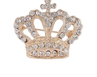 Rhinestone Crown Brooch