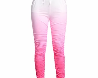 Pink Ombre Joggers, Gradient Sweatpants, Women’s Pink Lounge Pants, Casual Jogger Pants, Athleisure Bottoms