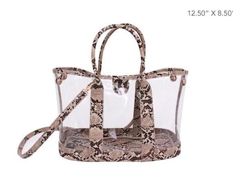Snake Print Clear Tote Bag