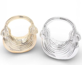 Metallic Textured Molded Top Handle Acrylic Clutch