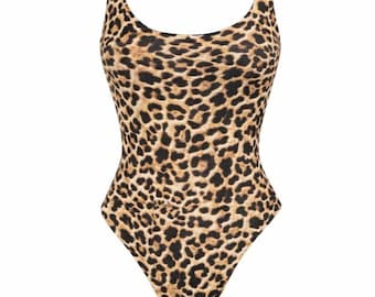Leopard Print Bodysuit, High Cut Thong Bodysuit, Sexy Animal Print One Piece, Festival Outfit, Clubwear Bodysuit, Y2K Fashion