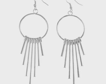 Fringe Dangle Earrings, Long Statement Earrings, Bold Fashion Jewelry, Party Earrings