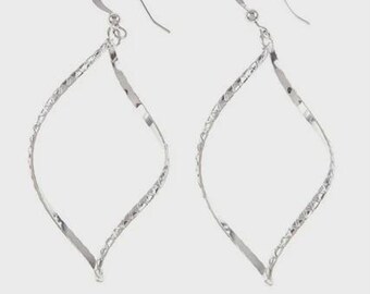 Silver Twisted Hoop Earrings, Modern Hoop Earrings, Sleek Minimal Jewelry, Casual Earrings