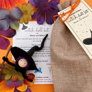 Witch Doll Kit by Wands and Willows, Halloween Craft Activity, Arts and Crafts for Children and Adults, For Home Party, Imaginary Play,