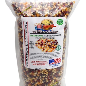 Raw Heirloom Popcorn Multi-colored Kernels - High Fiber Snack - Made In The USA - All Natural, Vegan, Non GMO, Gluten Free
