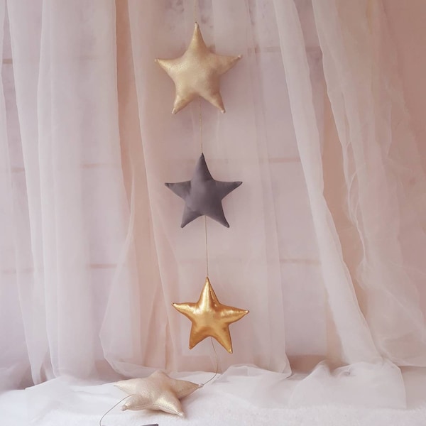 Vertical star banner, 7 star garland, stars for canopy,celing garland,girl room decor