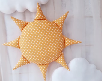 Sun and Clouds Nursery Wall Decor Set, Fabric Wall Hanging