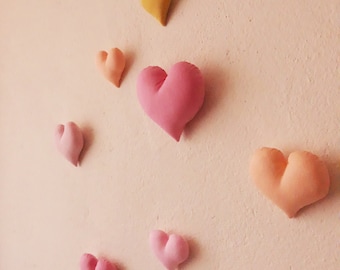 7 Fabric Heart Wall Hanging, Nursery Decor, Girls Room wall decor,soft hearts,cotton fabric hearts,nursery wall hanging,baby shower