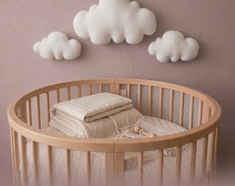 Set 3 Soft Cloud Wall Hangings, 3D Nursery Decor,White and ash pink cloud wall hanging