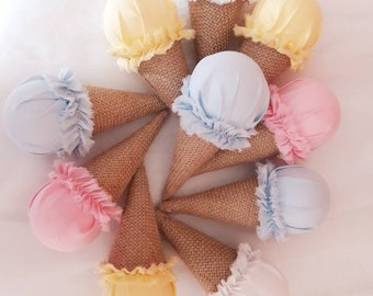 Ice Cream Cone Party Decor, Summer Favors, Set of 8