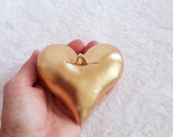 Gold Fabric Heart Wall Decor, Nursery Hanging Hearts Set