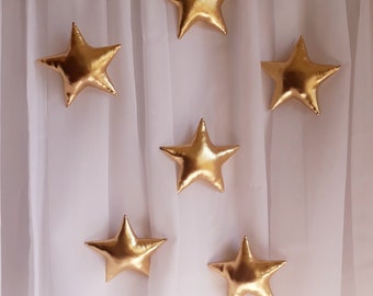 7 Gold Star Wall Hanging, Nursery Decor, Baby Shower,sky nursery wall decor,fabric gold stars,Stimulating stars