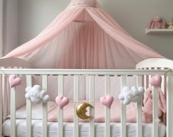Personalized Baby Name Garland, Cloud, Hearts, Moon Nursery Decor,garland baby shower,personalized banner