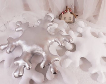 Snowflake pillow,Soft Snowflake Pillow Set, White & Silver Christmas Decoration,Christmas pillow