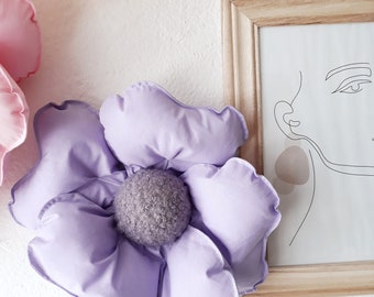 Set of 3 Fabric Flower Wall Decor: Cotton & Boucle Nursery Art