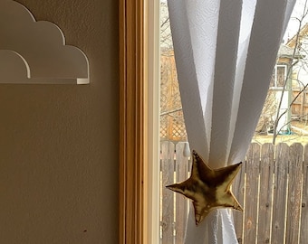 2 Stars Curtain Tiebacks, Gold or Silver tieback Nursery Decor,sky nursery decor,gold star,silver star,sky decor,baby shower
