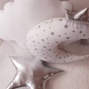 Set of 3 piece-moon,cloud and silver litle star, cushion,nursery decor,gift for baby,boy pillow,girl pillow,nursery decor image 5
