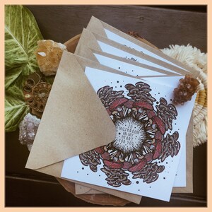 Set of 5 mandala art and pun cards