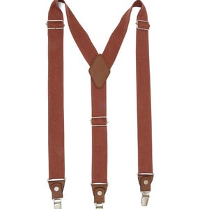 Rusty Brown ,Linen Bow tie,Linen suspenders,Children&#39;s suspenders,Kids Suspenders,Terracotta Redish Brown