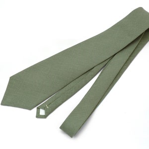 Sage green linen necktie, wedding necktie, linen necktie, groomsmen neck, wedding tie, green necktie, green bow tie for men image 5