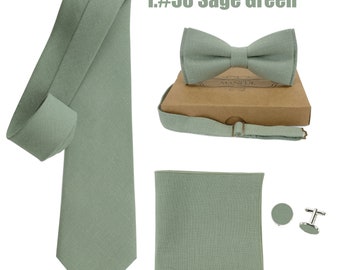 Sage green  linen bow tie, wedding necktie, linen necktie,  groomsmen necktie,  sage green necktie, green bow tie for men