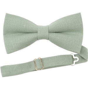 Jasnoszałwiowy kolor, lniana muszka, nœud papillon vert foncé, krawat ślubny, nœuds papillon, lniany krawat, zielona muszka dla mężczyzn,
