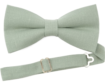 Couleur vert cendré, nœud papillon en lin, nœud papillon vert foncé, cravate de mariage, nœuds papillon, cravate en lin, nœud papillon vert pour homme, cravate