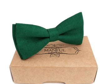 Green color ,linen bow tie, wedding necktie, linen necktie,  groomsmen necktie,  blue-green  necktie, teal bow tie for men