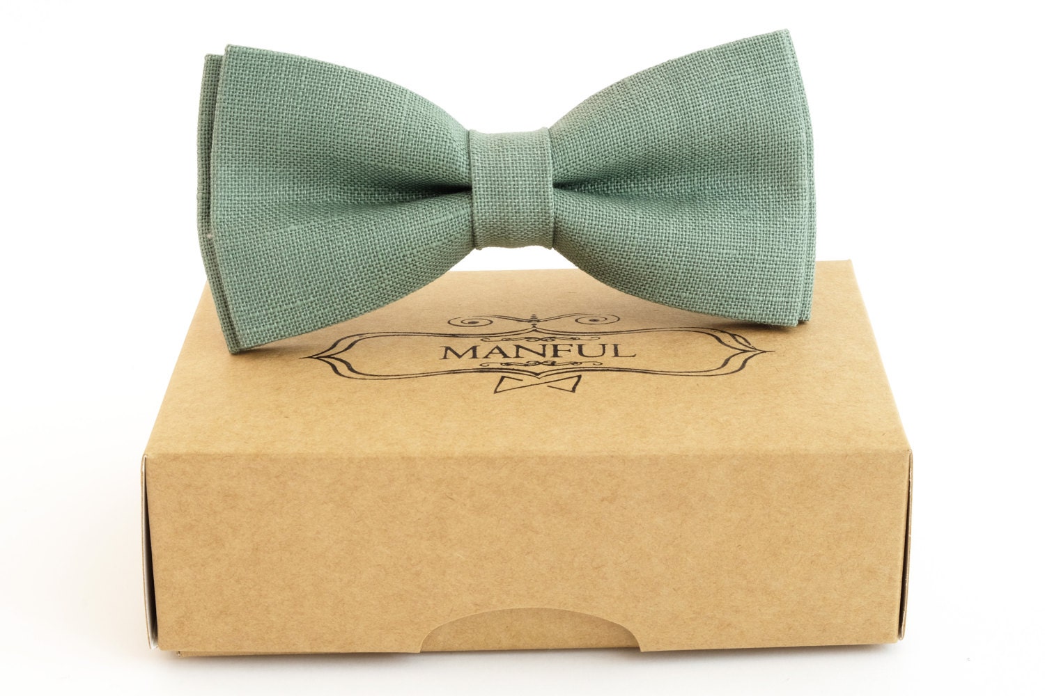 sage green boys and kids bow ties for rustic wedding stocking stuffe Sage green linen pretied wedding bow ties for men 