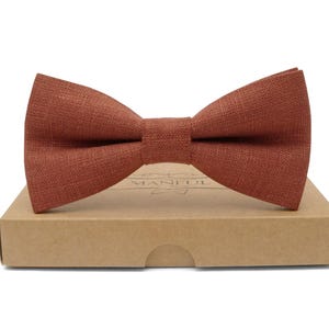 Terracotta  bow tie,Rusty Brown ,Linen Bow tie,Linen suspenders,Children&#39;s suspenders,Kids Suspenders,Braces,Terracotta Redish Brown