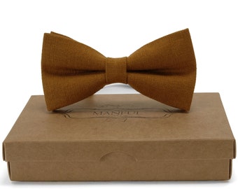 Cinnamon Color Bow Tie,Brown color,linen bow tie, Brown Necktie, Brown Groomsmen Necktie, Necktie, Solid Cinnamon Color Bow tie , Krawatte