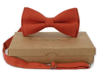 Burnt Orange Bow Tie: Rust Adjustable Necktie