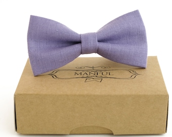 Violet linen bow tie, wedding necktie, linen necktie,  groomsmen necktie,  violet necktie, violet bow tie for men