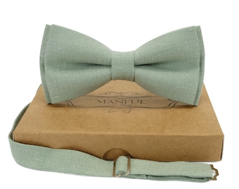 Sage green linen bow tie, wedding bow tie, linen bow tie,  groomsmen tie, wedding tie, green tie, green  tie for men