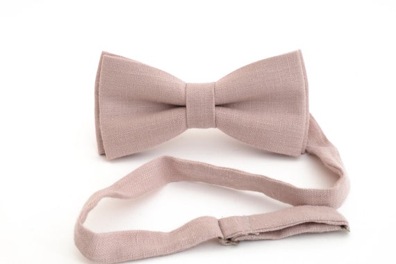 Pajarita rosa polvorienta pajarita de boda corbata de lino | Etsy España