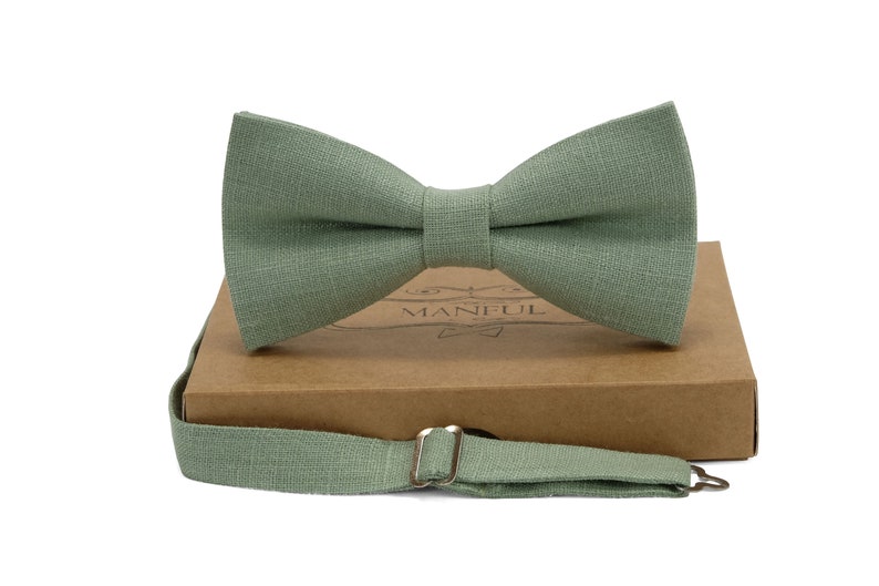 Sage green linen necktie, wedding necktie, linen necktie, groomsmen neck, wedding tie, green necktie, green bow tie for men image 6