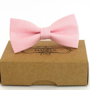 Pink  bow tie, wedding necktie, linen necktie,  groomsmen necktie,  pink necktie, pink bow tie for men