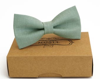 Nœud papillon en lin vert sauge, Cravate de mariage, Cravate en lin, Cravate de garçons d'honneur, Cravate verte, Nœud papillon vert sauge pour homme, Nœud papillon vert vieux