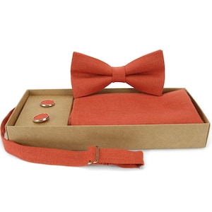 Burnt Orange Bow Tie,Rust Orange Bow Tie, Orange Necktie,Brick Color Necktie,Orange Color Bow Tie, Groomsmen Necktie,Brick Color Bow Tie,