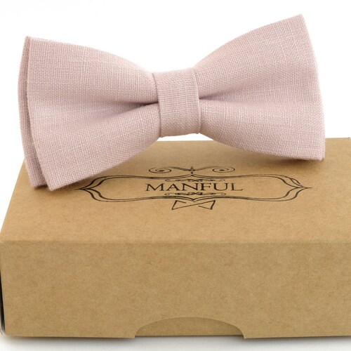 Dusty Rose Bow Tie Wedding Bow Tie Linen Necktie Groomsmen Etsy