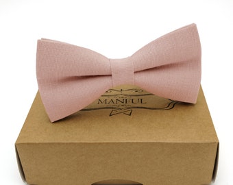 Dusty rose color  linen bow tie, wedding necktie, linen necktie,  groomsmen necktie,   Dusty rose necktie, bow tie for men