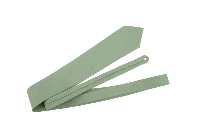 Sage Green Linen Bow Tie, Wedding Necktie, Linen Necktie, Groomsmen Necktie, Green Necktie, Sage Green Bow Tie for Men,Dusty Green Bow Tie image 4