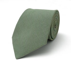 Sage green linen necktie, wedding necktie, linen necktie, groomsmen neck, wedding tie, green necktie, green bow tie for men image 4