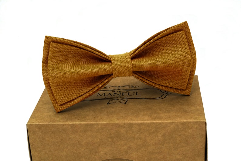Mustard color,bow tie wedding necktie linen necktie groomsmen necktie sand bow tie for men sand necktie