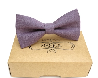 Dusty purple bow tie, wedding necktie, linen necktie,  groomsmen necktie,  purple necktie, purple bow tie for men