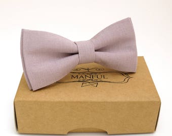 Rosybrown color ,  linen bow tie, wedding necktie, linen necktie,  groomsmen necktie,   green bow tie for men