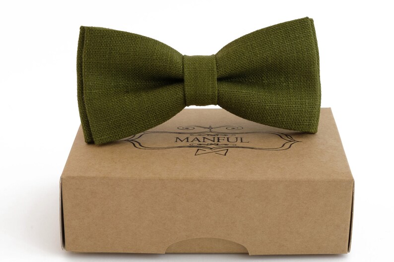 groomsmen tie wedding tie,olive green tie green tie for men wedding bow tie linen bow tie Olive green bow tie