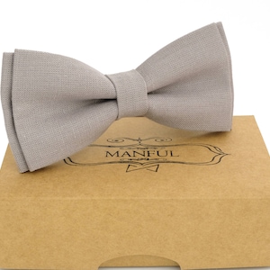 Gray color ,  linen bow tie, wedding necktie, linen necktie,  groomsmen necktie,   green bow tie for men