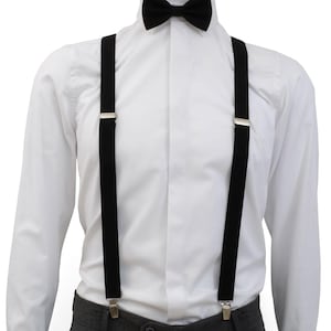 Black Suspenders/Suspenders Elastic/ Suspenders for Groomsmen ,Black Groom Accessories /Black Bow tie/Black tie